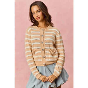 Stripe Long Sleeves Button Sweater Cardigan